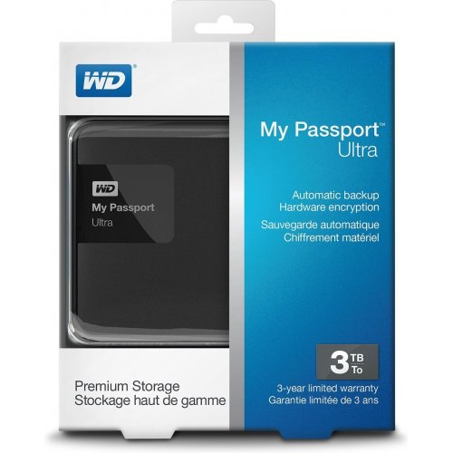 Купить Внешний HDD Western Digital My Passport Ultra 3TB WDBBKD0030BBK-EESN Black - цена в Харькове, Киеве, Днепре, Одессе
в интернет-магазине Telemart фото
