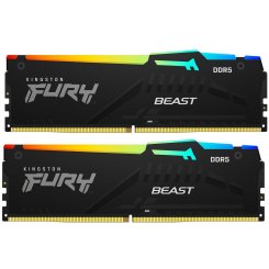 Фото Kingston DDR5 16GB (2x8GB) 4800MHz FURY Beast RGB Black (KF548C38BBAK2-16)