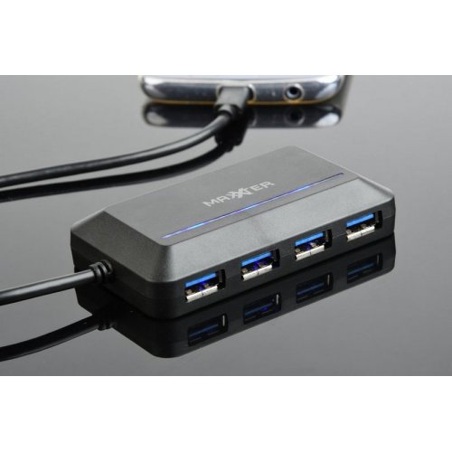 USB-хаб Maxxter USB 3.0 Type-C 4 in 1 (ACT-HUB3C-4P) Black купить в Украине | Telemart фото