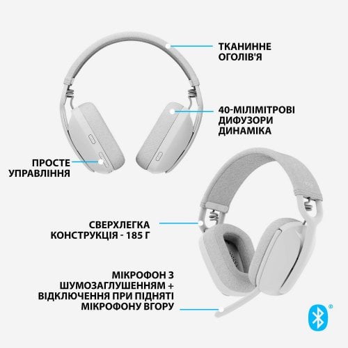 Photo Headset Logitech Zone Vibe 100 (981-001219) Off-White