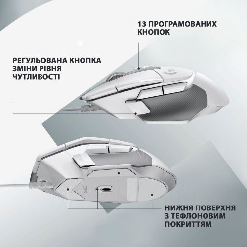 Миша Logitech G502 X Gaming (910-006146) White купити в Україні: Київ, Львів, Хмельницький, Тернопіль, Івано-Франківськ | Низька ціна, відгуки, характеристики від TELEMART фото