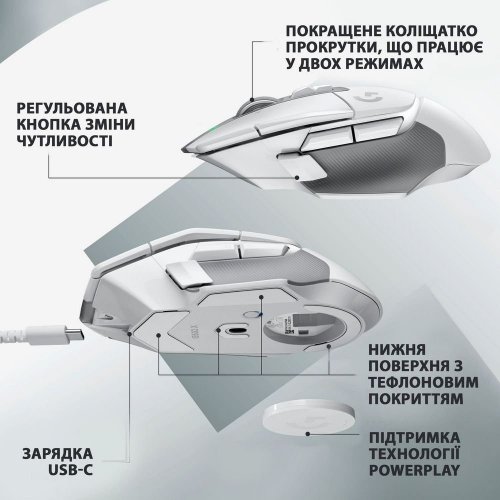 Мышка Logitech G502 X Lightspeed Wireless (910-006189) White купить в Украине: Киев, Днепр, Харьков, Одесса  | Низкая цена, отзывы, характеристики от TELEMART фото