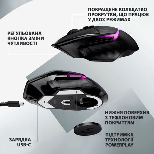 Купить Мышка Logitech G502 X Plus Wireless RGB (910-006162) Black - цена в Харькове, Киеве, Днепре, Одессе
в интернет-магазине Telemart фото