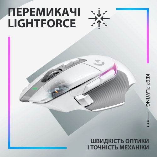 Купити Миша Logitech G502 X Plus Wireless RGB (910-006171) White - ціна в Києві, Львові, Вінниці, Хмельницькому, Франківську, Україні | інтернет-магазин TELEMART.UA фото