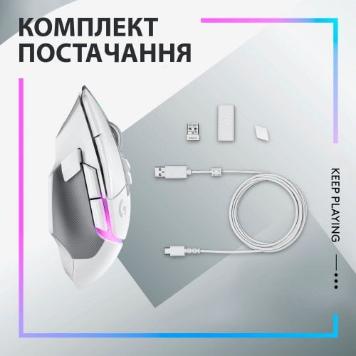 Купити Миша Logitech G502 X Plus Wireless RGB (910-006171) White - ціна в Києві, Львові, Вінниці, Хмельницькому, Франківську, Україні | інтернет-магазин TELEMART.UA фото