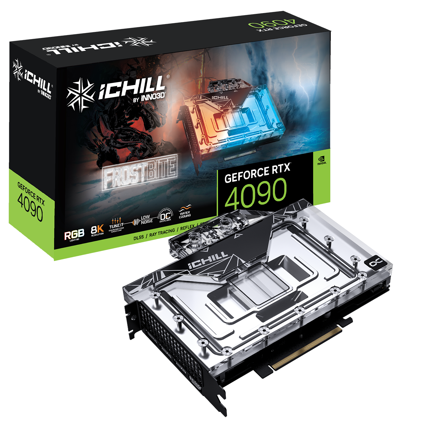 Купить Видеокарта Inno3D GeForce RTX 4090 ICHILL FROSTBITE 24576MB  (C4090-246XX-1833FB) с проверкой совместимости: обзор, характеристики, цена  в Киеве, Днепре, Одессе, Харькове, Украине | интернет-магазин TELEMART.UA