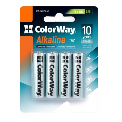 Купить Батарейки ColorWay AA Alkaline Power 4шт (CW-BALR06-4BL) - цена в Харькове, Киеве, Днепре, Одессе
в интернет-магазине Telemart фото