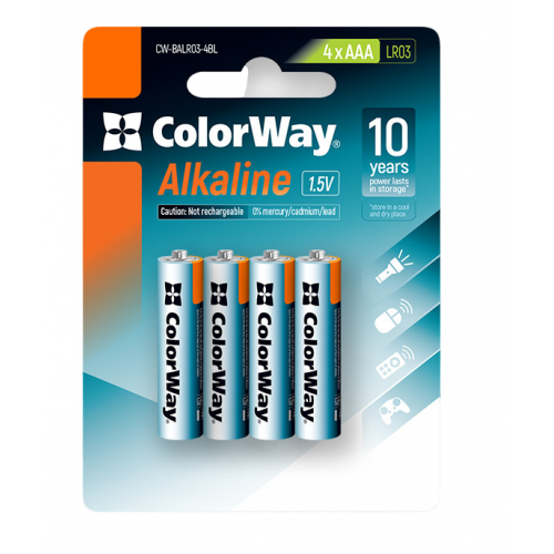 Купить Батарейки ColorWay AAA Alkaline Power 4шт (CW-BALR03-4BL) - цена в Харькове, Киеве, Днепре, Одессе
в интернет-магазине Telemart фото
