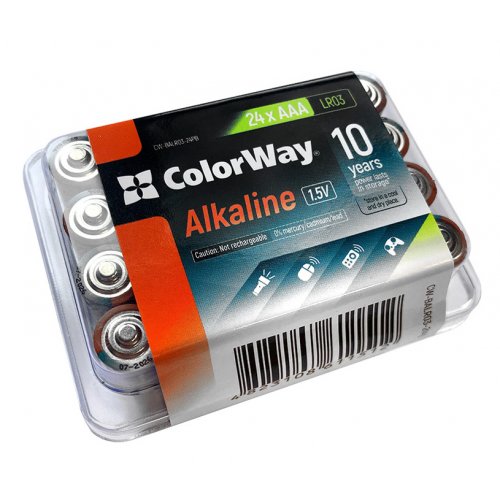 Купить Батарейки ColorWay AAA Alkaline Power 24шт (CW-BALR03-24PB) - цена в Харькове, Киеве, Днепре, Одессе
в интернет-магазине Telemart фото