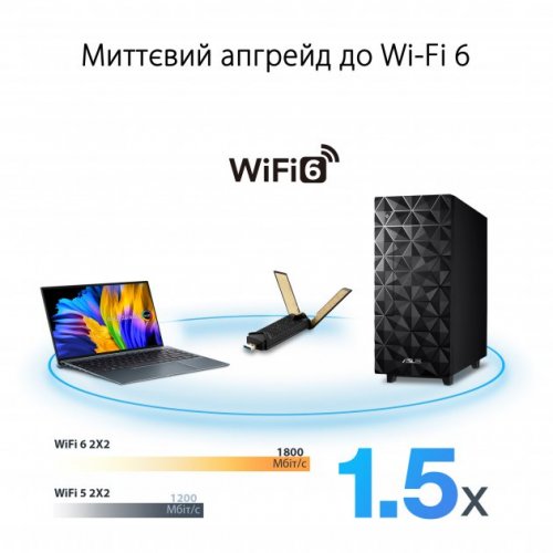 Купить Wi-Fi адаптер Asus USB-AX56 (90IG06H0-MO0R10) - цена в Харькове, Киеве, Днепре, Одессе
в интернет-магазине Telemart фото