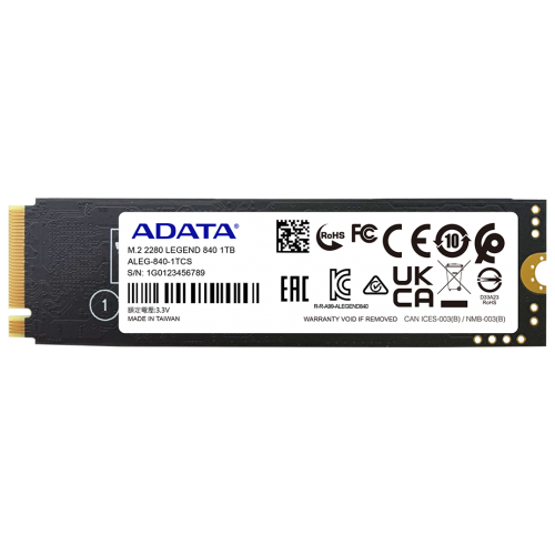 Купить SSD-диск ADATA Legend 840 3D NAND 1TB M.2 (2280 PCI-E) NVMe 1.4 (ALEG-840-1TCS) с проверкой совместимости: обзор, характеристики, цена в Киеве, Днепре, Одессе, Харькове, Украине | интернет-магазин TELEMART.UA фото