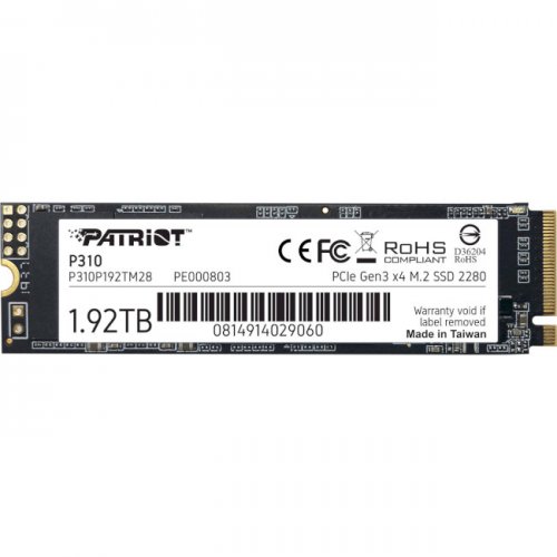 Фото SSD-диск Patriot P310 1.92TB M.2 (2280 PCI-E) NVMe 1.3 (P310P192TM28)