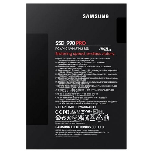 Photo SSD Drive Samsung 990 PRO V-NAND 3-bit MLC 2TB M.2 (2280 PCI-E) NVMe 2.0 (MZ-V9P2T0BW)