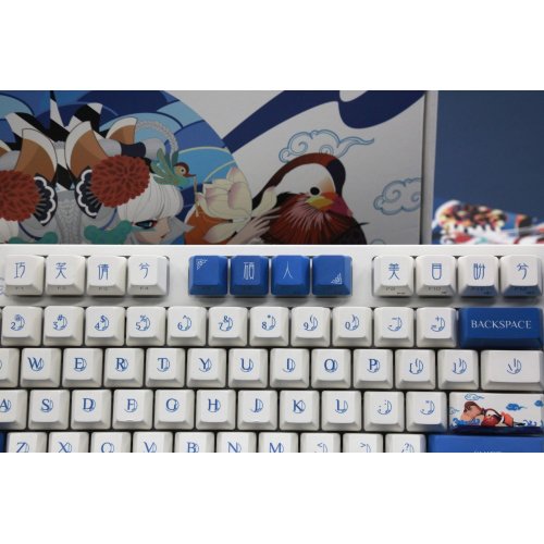 Photo Keyboard Varmilo VEA87 Lovebirds-I Cherry Mx Red (A23A002A3A0A01A003) White/Blue