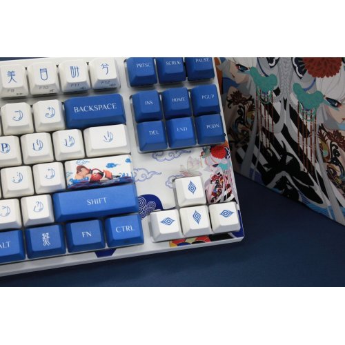 Photo Keyboard Varmilo VEA87 Lovebirds-I Cherry Mx Red (A23A002A3A0A01A003) White/Blue