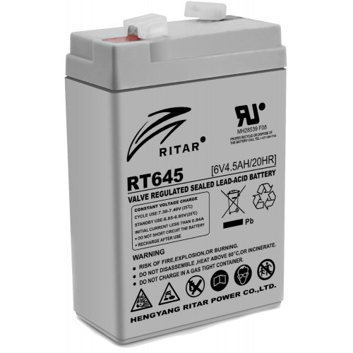 Купить Аккумуляторная батарея Ritar 6V 4.5Ah (RT645) - цена в Харькове, Киеве, Днепре, Одессе
в интернет-магазине Telemart фото