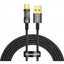 Фото Кабель Baseus Explorer Series Auto Power-Off Fast Charging Data Cable USB to Type-C 100W 2m (CATS000301) Black