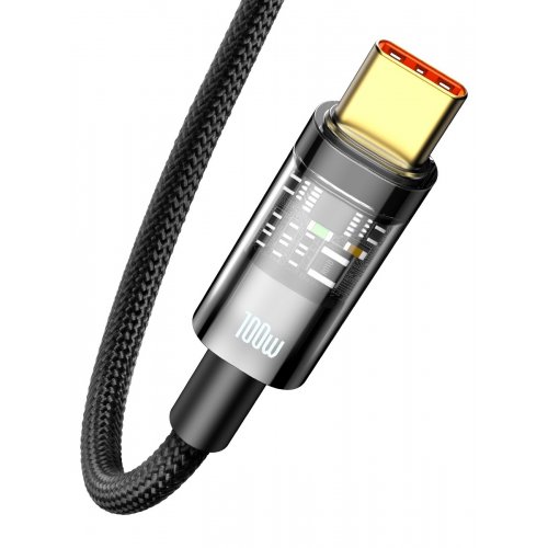 Кабель Baseus Explorer Series Auto Power-Off Fast Charging Data Cable USB to Type-C 100W 2m (CATS000301) Black купить в Украине | Telemart фото