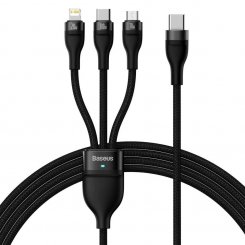 Фото Кабель Baseus Flash Series Ⅱ One-for-three Fast Charging Cable Type-C to M+L+C 100W 1.5m (CASS030201) Black