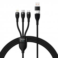 Фото Кабель Baseus Flash Series Ⅱ Two-for-three Charging Cable U+C to M+L+C 100W 1.2m (CASS030101) Black