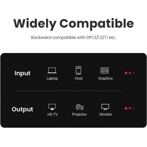 Кабель Ugreen DP114 DisplayPort-DisplayPort 8K 1.4 2m (80392) Black купити в Україні: Київ, Львів, Хмельницький, Тернопіль, Івано-Франківськ | Низька ціна, відгуки, характеристики від TELEMART фото