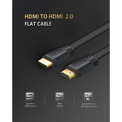 Купить Кабель Ugreen ED015 HDMI-HDMI 4K 2.0 2m (70159) Black - цена в Харькове, Киеве, Днепре, Одессе
в интернет-магазине Telemart фото