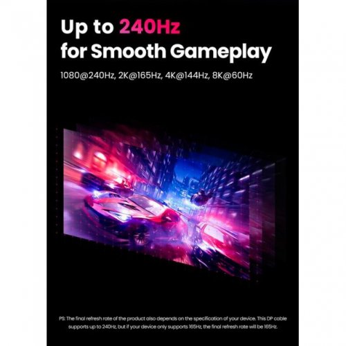 Кабель Ugreen DP114 DisplayPort-DisplayPort 8K 1.4 5m (80394) Black купити в Україні: Київ, Львів, Хмельницький, Тернопіль, Івано-Франківськ | Низька ціна, відгуки, характеристики від TELEMART фото