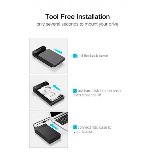 Внешний карман Ugreen US222 3.5" HDD/SSD - USB 3.0 (50422) Black купить в Украине: Киев, Днепр, Харьков, Одесса  | Низкая цена, отзывы, характеристики от TELEMART фото