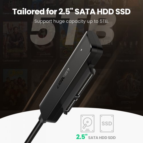 Купить Кабель-адаптер Ugreen CM321 2.5" SSD SATA - USB 3.0 (70609) Black - цена в Харькове, Киеве, Днепре, Одессе
в интернет-магазине Telemart фото