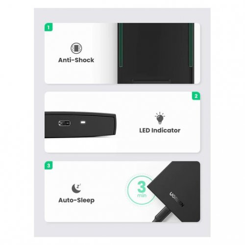 Купить Внешний карман Ugreen CM237 2.5" HDD/SSD SATA - USB Type-C (80556) Black - цена в Харькове, Киеве, Днепре, Одессе
в интернет-магазине Telemart фото