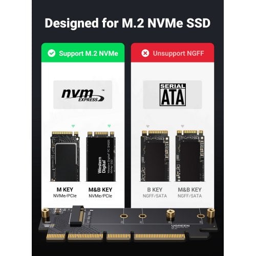 Купить Адаптер Ugreen CM465 M.2 NVMe - PCIe 4.0 x 16 (30715) Black - цена в Харькове, Киеве, Днепре, Одессе
в интернет-магазине Telemart фото