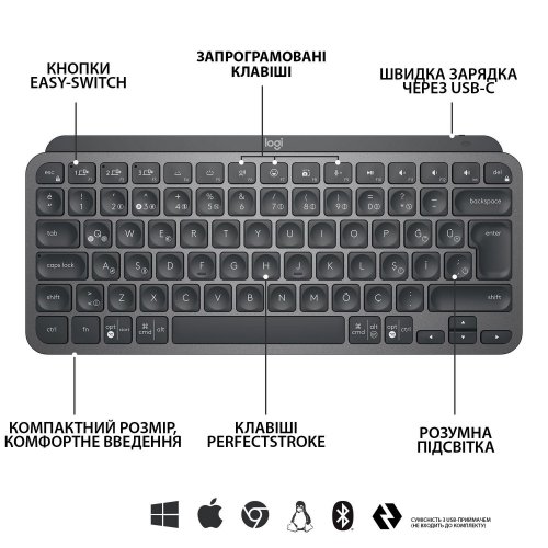 Photo Keyboard Logitech MX Keys Mini Wireless (920-010498) Graphite