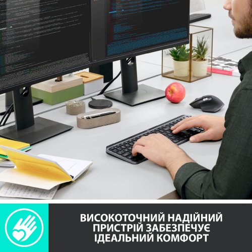 Купити Клавіатура Logitech MX Keys Wireless (920-009415) Graphite - ціна в Києві, Львові, Вінниці, Хмельницькому, Франківську, Україні | інтернет-магазин TELEMART.UA фото
