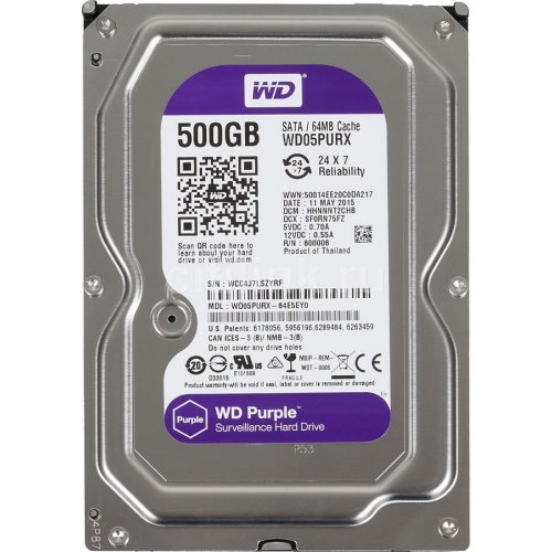 Продати Жорсткий диск Western Digital Purple 500GB 64MB 3.5" (WD05PURX) за Trade-In у інтернет-магазині Телемарт - Київ, Дніпро, Україна фото