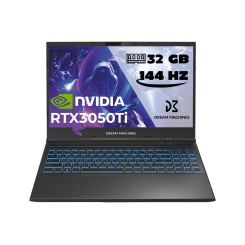 Ноутбук Dream Machines RG3050Ti-15 (RG3050Ti-15UA39) Black / 15.6″ (1920x1080, WVA) / Intel Core i7-12700H (3.5–4.7 ГГц), 14 ядер / NVIDIA GeForce RTX 3050 Ti / 32 ГБ (DDR4) / 1024 ГБ (SSD) / Без ОС