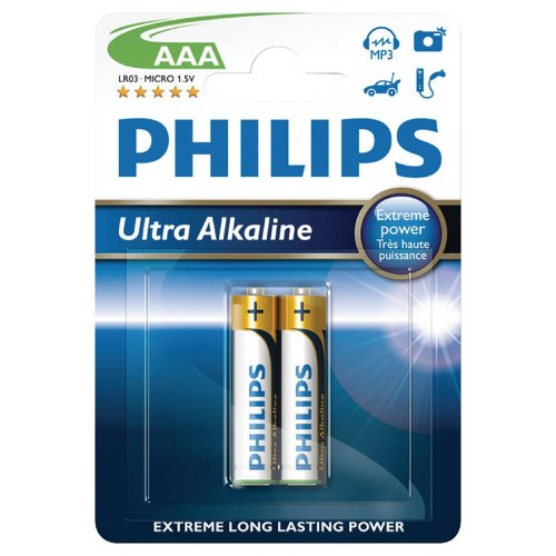 Купить Батарейки Philips AAA (LR03) Ultra Alkaline 2шт (LR03E2B/10) - цена в Харькове, Киеве, Днепре, Одессе
в интернет-магазине Telemart фото