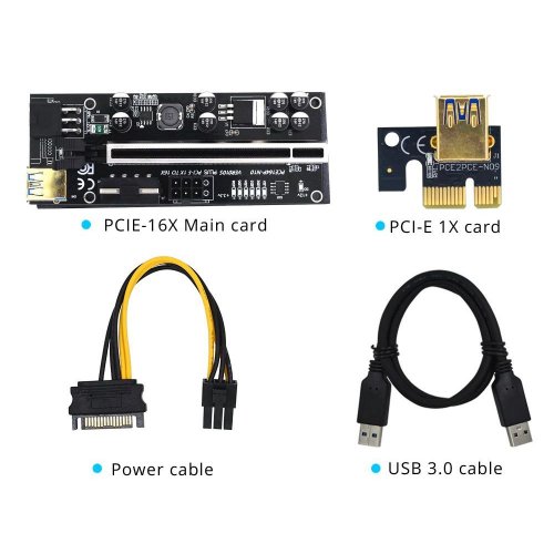 Купити Райзер Kriptos PCI-E v.010s PLUS 2 x 6pin/Molex/SATA Black - ціна в Києві, Львові, Вінниці, Хмельницькому, Франківську, Україні | інтернет-магазин TELEMART.UA фото