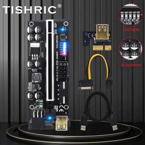 Купити Райзер Kriptos PCI-E v.010s PLUS 2 x 6pin/Molex/SATA Black - ціна в Києві, Львові, Вінниці, Хмельницькому, Франківську, Україні | інтернет-магазин TELEMART.UA фото