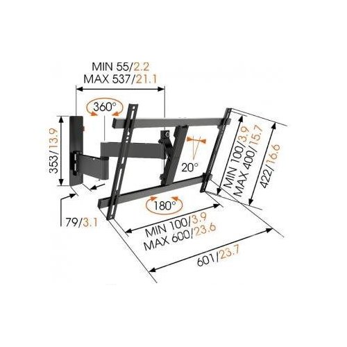 Купити Кронштейн VOGELS W53080 Black - ціна в Києві, Львові, Вінниці, Хмельницькому, Франківську, Україні | інтернет-магазин TELEMART.UA фото