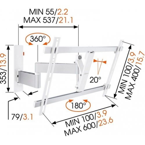 Купити Кронштейн VOGELS W53081 White - ціна в Києві, Львові, Вінниці, Хмельницькому, Франківську, Україні | інтернет-магазин TELEMART.UA фото