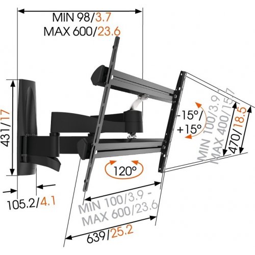 Купити Кронштейн VOGELS WALL 2350 Black - ціна в Києві, Львові, Вінниці, Хмельницькому, Франківську, Україні | інтернет-магазин TELEMART.UA фото