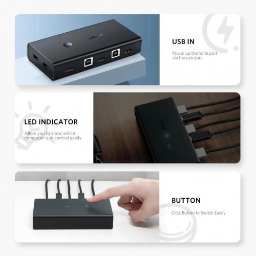 Купить Разветвитель-сплиттер Ugreen 2 In 1 Out KVM HDMI Switch Box 4K 1.5m (50744) Black - цена в Харькове, Киеве, Днепре, Одессе
в интернет-магазине Telemart фото