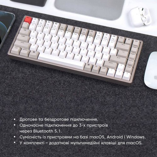 Купить Клавиатура Keychron K2 84 Key Gateron G PRO Blue WL (K2K2) Retro - цена в Харькове, Киеве, Днепре, Одессе
в интернет-магазине Telemart фото