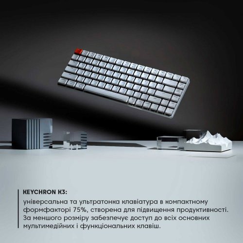 Купити Клавіатура Keychron K3 84 Key Gateron Blue WL (K3K2) White - ціна в Києві, Львові, Вінниці, Хмельницькому, Франківську, Україні | інтернет-магазин TELEMART.UA фото