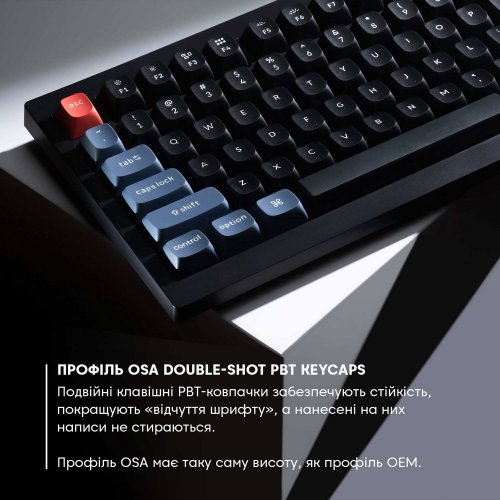 Клавіатура Keychron V1 84 Key QMK RGB Gateron G PRO Brown Hot-Swap (V1A3) Frosted Black купити в Україні: Київ, Львів, Хмельницький, Тернопіль, Івано-Франківськ | Низька ціна, відгуки, характеристики від TELEMART фото