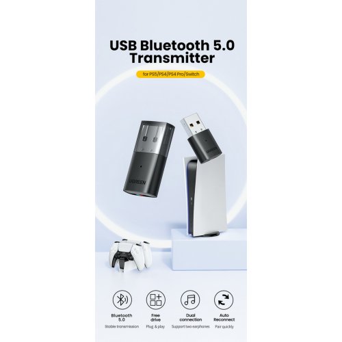 Купить Bluetooth адаптер UGreen CM408 USB 2.0 Bluetooth Transmitter 5.0 (10928) Black - цена в Харькове, Киеве, Днепре, Одессе
в интернет-магазине Telemart фото
