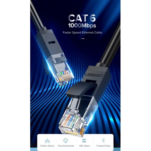 Купити Патч-корд Ugreen NW102 Cat 6 U/UTP Lan Cable 1m (11201) Blue - ціна в Києві, Львові, Вінниці, Хмельницькому, Франківську, Україні | інтернет-магазин TELEMART.UA фото