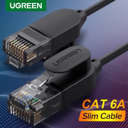 Патч-корд Ugreen NW122 CAT 6A Pure Copper Ethernet Cable OD2.8 0.5m (70331) Black купити в Україні | Telemart фото