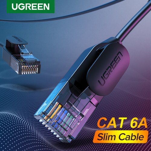 Патч-корд Ugreen NW122 CAT 6A Pure Copper Ethernet Cable OD2.8 0.5m (70331) Black купити в Україні | Telemart фото