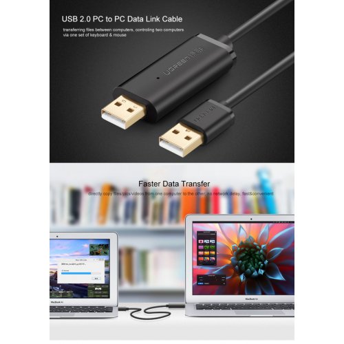 Кабель Ugreen US166 USB 2.0 Data Link Cable 2m (20233) Black купить в Украине | Telemart фото